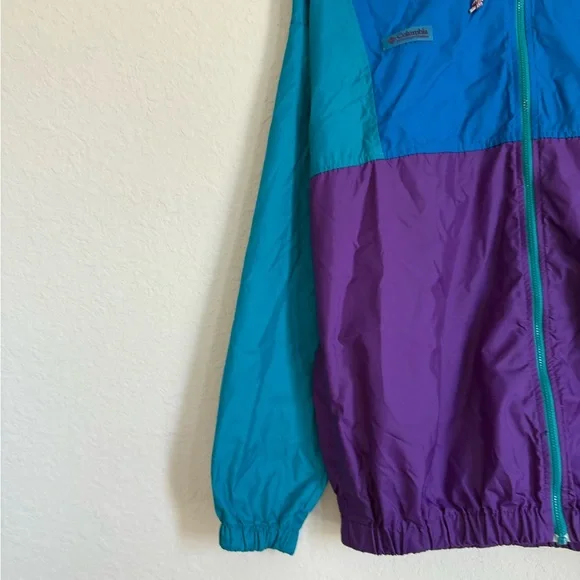 Vintage Columbia windbreaker jacket - retro colorblock track rain coat 80s 90s - Picture 11 of 12